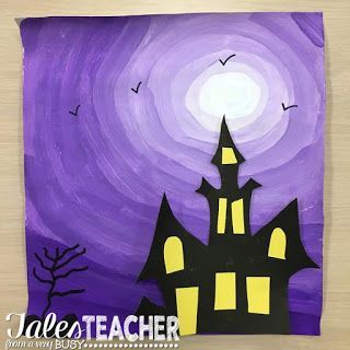 Halloween Art Lessons, Halloween Art Projects, Halloween Writing, Halloween Kunst, Fall Art Projects, 5th Grade Art, 3rd Grade Art, Halloween Arts And Crafts, Halloween Painting