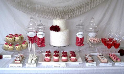 #17 Sweet eats or savory treats
 #modcloth # wedding  
Color coordinated dessert table Valentines Dessert Table, Red Desserts, Buffet Dessert, Dessert Table Birthday, Dessert Table Ideas, Prom Decor, Sweet Tables, Valentine Desserts, Birthday Desserts