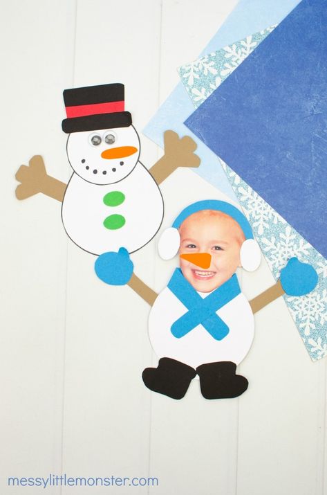 Paper Snowman Craft, Snowman Template, Paper Snowman, Easy Winter Crafts, Snow Crafts, Elf Crafts, Snowman Photos, Doll Template, Snowman Crafts Diy