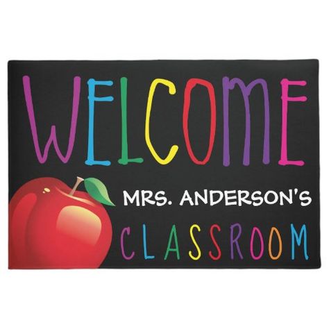 $42.17 | Colorful Teachers Classroom Welcome #classroom, teacher, kindergarten, teacher welcome mats, school, classroom gifts, childrens welcome mat, teacher gifts, classroom doormat, classroom door mat Teacher Gift Guide, Classroom Welcome, Apartment Hall, Teachers Classroom, Classroom Teacher, Teacher Desk, Classroom Gifts, Teacher Cards, Teacher Supplies