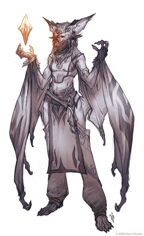 Batfolk Humanoid Creatures, Alien Concept Art, Fantasy Races, Fantasy Rpg, Creature Concept, Dnd Characters, Creature Design, Character Portraits, Creature Art