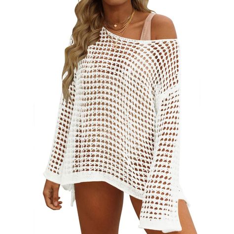 PRICES MAY VARY. 💕Material:Women summer cover ups is made of soft knitted material,which feels skin-friendly, breathable , comfortable and fashion to wear. 💕Design: Long Sleeve Swimsuits For Women/Crochet Cover Ups/Crochet Bikini/Beach Tops For Women/Crochet Tops/Womens Beach Wear/Crochet Bathing Suit/Long Sleeve Cover Up/Women Bikini Cover Up/Women Summer Fashion Knit Cover Ups/Bathing Suit Cover Ups For Women. 💕Feature :This hollow-out beach swimsuit featuring flared sleeves, fishnet beachw Knitted Swimsuit, Crochet Cover, Women Bathing, Crochet Cover Up, Bathing Suit Covers, Bathing Suit Cover Up, Summer Swim Suits, Cover Ups, Womens Bathing Suits