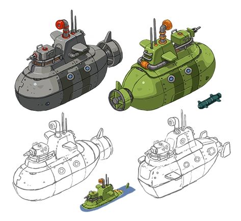 Submarine | Battle Nations Wiki | Fandom Game 2d, Props Concept, Isometric Art, Game Props, Isometric Illustration, Low Poly Art, Game Concept, Prop Design, Arte Fantasy