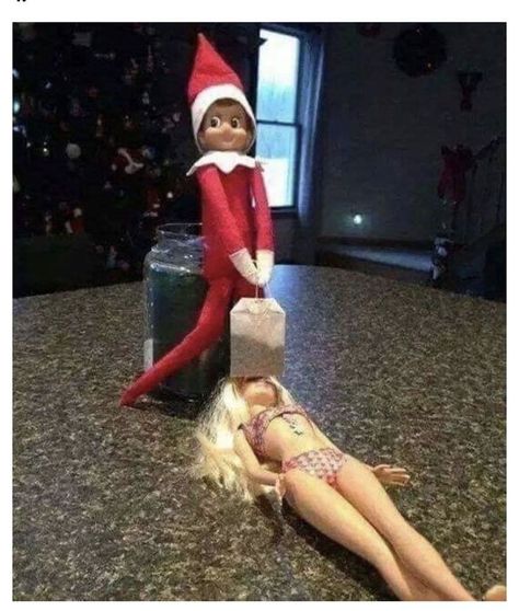 Dirty Elf On The Shelf, Bad Elf, Elf On Shelf, Awesome Elf On The Shelf Ideas, Bad Barbie, Elf Antics, Funny Rude, T Bag, Elf On The Shelf Ideas