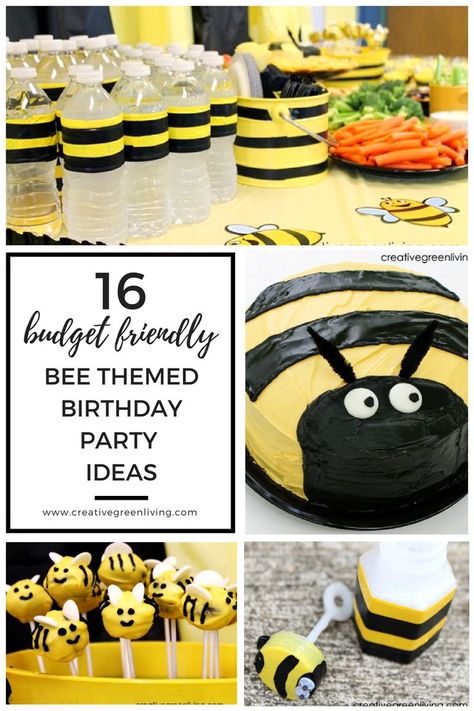 Bumble Bee Birthday Party Ideas, Honey Bee Party Ideas, Bumblebee Birthday Party Ideas, Bee Themed 2nd Birthday Party, Bumble Bee Birthday Party Food, Bumble Bee Party Theme, Food For Bee Themed Party, First Bee Day Party Decorations Diy, Bumble Bee Themed Food