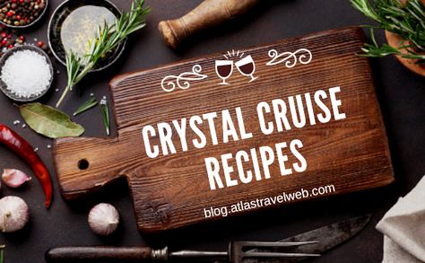 Cystal Cruise Line Recipes. Known for some of the best food at sea, here are a few popular Crystal cruise line recipes you can make at home. Cruise Recipes, Celebrity Cruise Line, Chop Salad, Mexican Guacamole, Lucky Food, Chocolate Covered Coffee Beans, Crystal Cruises, Modernist Cuisine, Chocolate Bread Pudding