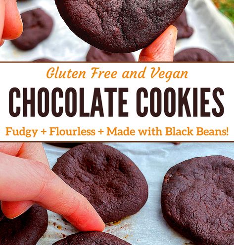 (AD) Bite into these #healthy double chocolate #glutenfree & #vegan cookies & you'll never guess they contain black beans! Delish & full of protein! Black Bean Cookies, Bean Cookies, Vegan Chocolate Cookies, Vegan Chocolate Chip Cookies, Gluten Free Chocolate Chip, Double Chocolate Chip Cookies, Healthy Cookie Recipes, Chocolate Fruit, Allergy Friendly Recipes