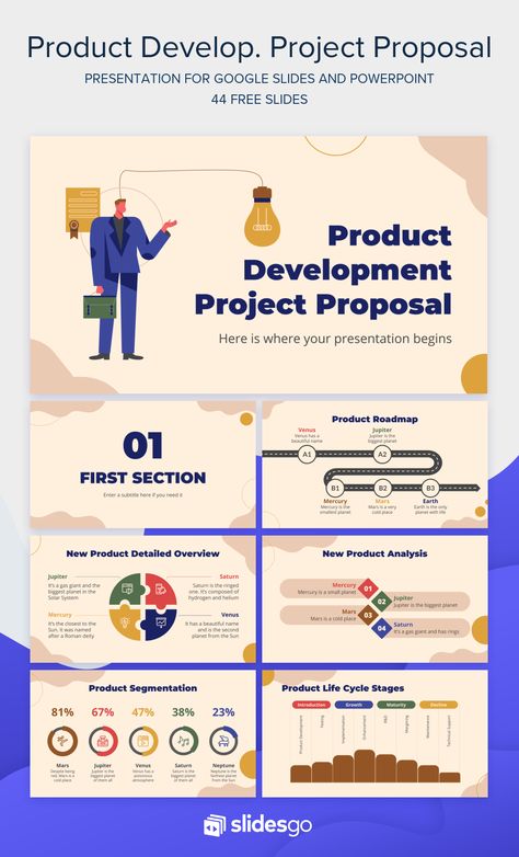 Present a carefully designed product development proposal with the help of this editable Google Slides theme and PowerPoint template Product Powerpoint, Product Development Design, Cream Illustration, Presentation Slides Design, Powerpoint Slide Designs, Powerpoint Free, Project Proposal Template, Proposal Design, New Product Development