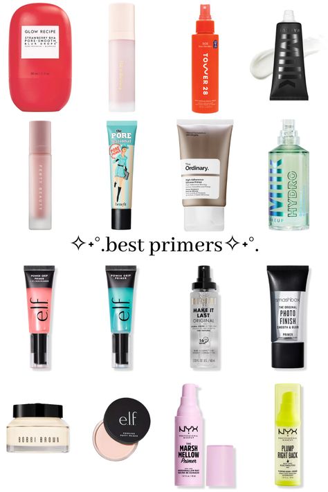 ✧˖°.makeup product s✧˖°.#dewy #matte #makeup # sephora #ulta Primer Aesthetic, Drugstore Makeup Starter Kit, Primers For Combination Skin, Best Drugstore Setting Spray, Best Drugstore Makeup 2024, Makeup Artist Drugstore Favorites, Makeup Ulta, Safe Makeup, Ulta Makeup