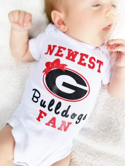 Uga Baby, Georgia Dawgs, Ga Bulldogs, Georgia Bulldogs Football, Georgia Bulldog, Pregnancy Announcement Onesie, Bulldogs Football, Football Baby, Mom Stuff