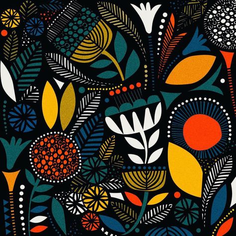 Sanna Annukka, African Pattern Design, Tasmanian Tiger, Linocut Printmaking, Afrikaanse Kunst, Midnight Garden, Fabric Diy, Africa Art, Pattern Collection