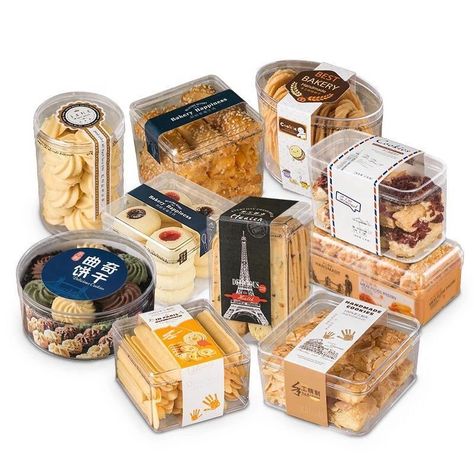 Dessert Boxes Packaging, Minuman Starbucks, Plastic Food Packaging, Bakery Packaging Design, Bake Sale Packaging, Dessert Bakery, Biscuit Packaging, Biscuits Packaging, Cookies Branding