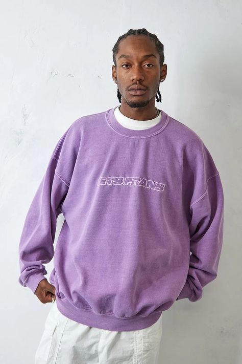 Jumper Outfit Men, Jumper Outfits, Purple Jumpers, Purple Fits, Embroidered Sweatshirt, Outfits Men, Embroidered Sweatshirts, Shop Sweatshirts, Athleisure