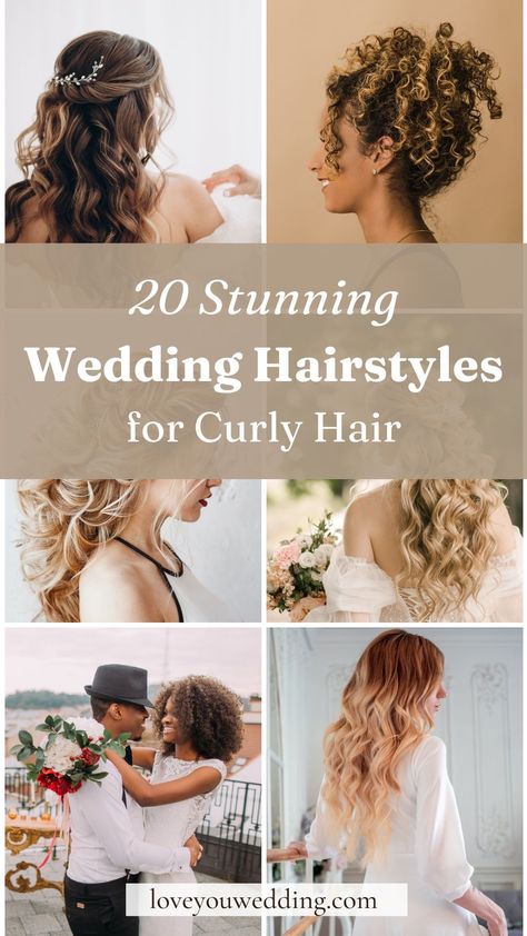 Elevate your wedding beauty with our collection of 15+ Stunning Wavy & Curly Wedding Hairstyles! Whether you adore romantic waves or gorgeous curls, find inspiration for the perfect curly bridal hairstyle on your wedding day. Click to explore and discover the ideal wavy and curly wedding hairstyles for a breathtaking bridal look. Beach Wedding Hairstyles For Curly Hair, Medium Curly Wedding Hairstyles, Bridesmaid Hairstyles For Naturally Curly Hair, Curly Hair Ideas For Wedding, Curly Hair For Wedding Bride, Curly Glam Hairstyles, Bridesmaids Hairstyles For Curly Hair, Curly Hair Engagement Hairstyle, Wedding Updos For Long Curly Hair