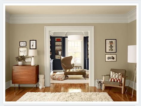 Benjamin Moore Shaker Beige Neutral Living Room Paint Color, Neutral Living Room Paint, Neutral Living Room Colors, Shaker Beige, Living Colors, Furnitur Ruang Keluarga, Living Room Wall Color, Paint Color Ideas, Room Wall Colors