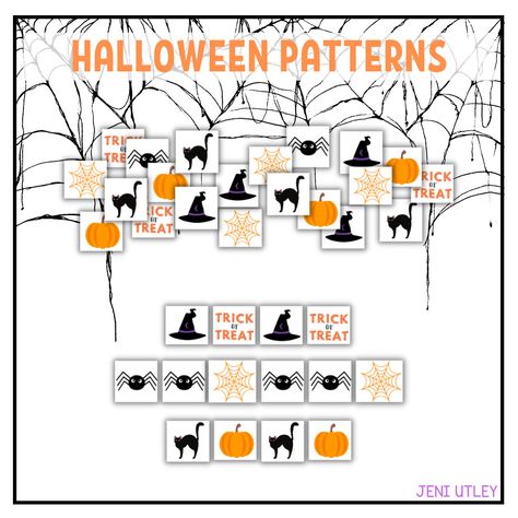 Halloween Pattern Activities, Halloween Unit Study, Ab Patterns, Abc Patterns, Learning Crafts, Pattern Grading, Pattern Activities, Halloween Preschool, Halloween Math