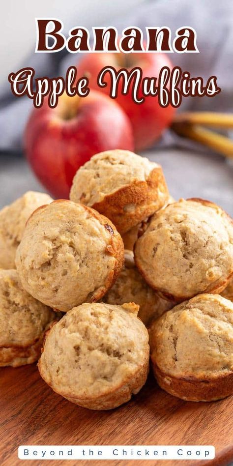 Banana Apple Muffins Banana And Apple Muffins, Apple And Banana Muffins, Banana Recipes Muffins, Banana Apple Muffins, Banana Applesauce Muffins, Apple Banana Muffins, Banana Cinnamon Muffins, Banana Nutella Muffins, Pumpkin Banana Muffins