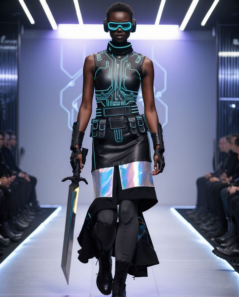 Futuristic Fashion Sketches, Future Fashion Futuristic, Mascot Reference, Cyberpunk Warrior, Reflective Fashion, Cyberpunk Costume, Tribe Fashion, Futuristic Costume, Futurism Fashion