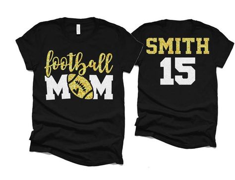 Glitter Football Shirt | Football Mom Shirts | Football Shirts | Cute Football Mom Shirts | Bella Canvas T-shirt PLEASE READ BEFORE ORDERING WE CANNOT RUSH ORDERS OR CREATE NEW DESIGNS DURING PEAK SEASON AUG - MAY. IF YOU NEED TO CANCEL PLEASE DO SO WITHIN 24HRS Please read full description before ordering we cannot be responsible for mistakes made by not reading the full description. ORDERING INSTRUCTIONS: 1. Select your Garment Size/Color Each size must be selected separately. Please do NOT le Parents Football Shirts, Boys Football Shirts, Football T Shirt Designs High Schools, Moms Football Shirts, Parent Football Shirt Ideas, Football Tshirts For Moms, Customized Football Shirts, Middle School Football Shirts, Football Shirt Ideas For Moms