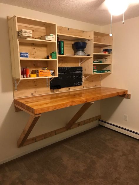 Reloading Room Ideas Benches, Rolling Workbench Diy, Workbench Shelves, Reloading Table, Reloading Bench Plans, Rolling Workbench, Reloading Room, Gear Room, Bike Fit