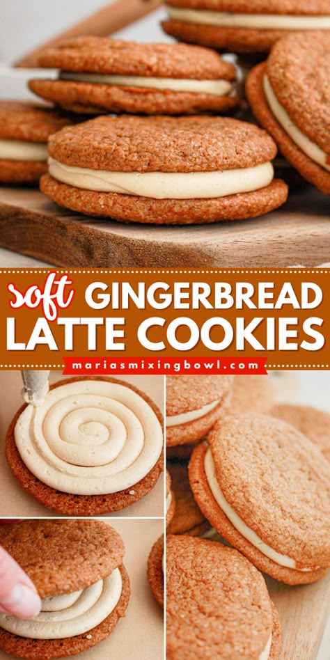 These Soft Gingerbread Latte Cookies are the perfect treat for the holiday season. Made with warm spices like ginger, cinnamon, and nutmeg, these cookies are reminiscent of a cozy cup of gingerbread latte. Gingerbread Latte Cookie, Ginger Latte Cookies, Soft Gingerbread Latte Cookies, Gingerbread Latte Cookies, Best Christmas Cookies Recipes, Coffee Frosting, Soft Gingerbread, Christmas Cookies Recipes, Soft Gingerbread Cookies