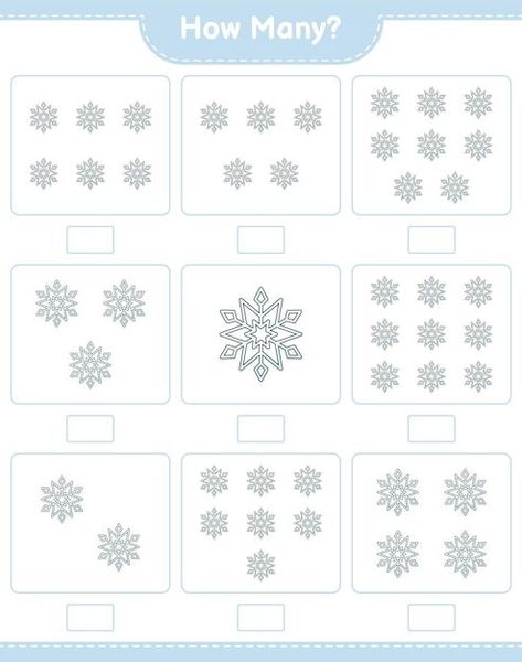 Vector counting game, how many snowflake... | Premium Vector #Freepik #vector #how-many #math-worksheet #math-game #kids-puzzle Counting Snowflakes, Worksheet Math, Counting Games, Math Game, Math Printables, Game Printable, Math Worksheet, Math Worksheets, Printable Worksheets