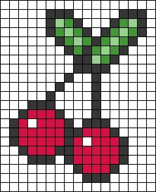 Cherry Keychain, Graph Paper Drawings, Easy Pixel Art, Pixel Art Templates, Pixel Drawing, Diy Perler Bead Crafts, Pixel Crochet, Pix Art, Pixel Art Grid