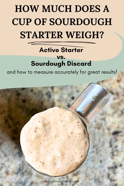 Learn how much a cup of sourdough starter weighs, depending on its stage: active or discard.  Successful sourdough baking depends on ratios and timing so measuring accurately is very important.  This post will explore the role of the starter, accuracy in baking, differences in starter stages, how to measure sourdough accurately with cups, and variables that impact the weight of sourdough starter. Easy Bread Machine Recipes, Food Commercial, Japanese Bread, Homemade Sourdough Bread, Sourdough Discard Recipes, Sourdough Starter Recipe, Discard Recipes, Homemade Sourdough, Best Sweets