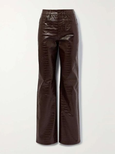 28 Chic Alternative Pants to Try Instead of Jeans | Who What Wear Net A Porter Leather Pants, Pants Png, Vegas Outfits, Celebrity Fashion Outfits, Brown Leather Pants, Chunky Sweaters, Chic Pants, The Frankie Shop, Frankie Shop