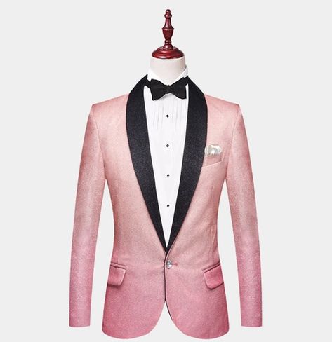 Glitter-Sparkly-Peach-Tuxedo-Jacket-from-Gentlemansguru Peach Tuxedo, Peach Tuxedo Men, Pink Suit Men, Pink Tuxedo, Trendy Suits, Groom Dress Men, Couple Wedding Dress, Black Shawl, African Attire For Men