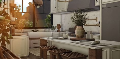 Welcome To Bloxburg Bohemian Farmhouse Kitchen Realistic Detailed Boho Kitchen Bloxburg, Bloxburg Extior Ideas, Bloxburg Traditional Kitchen, Custom Counters Bloxburg, Bloxburg Modern Farmhouse Interior, Farmhouse Kitchen Bloxburg, Bloxburg Farmhouse Kitchen, Bloxburg Rustic House, Bloxburg House Ideas Backyard