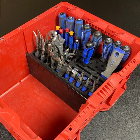 DryforgeToolMods - Etsy Milwaukee Tool Box Ideas, Tool Shop Organization, Van Setup, Hand Tool Storage, Milwaukee Tool Box, Tool Shelf, Box Organization, Work Shops, Work Trailer