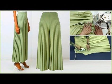 Pleated Pants Pattern, Pola Jumpsuit, Palazzo Pants Pattern, Pleated Palazzo Pants, Pola Blus, Celana Fashion, Trousers Pattern, Sewing Pants, Stitching Dresses