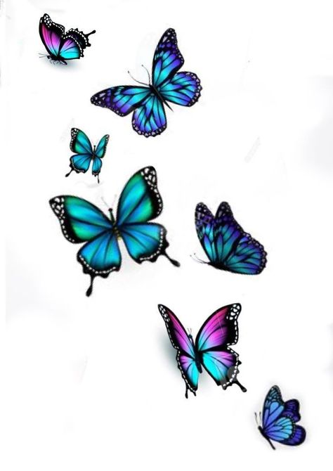 Butterfly Color Tattoo Design, 5 Butterfly Tattoo Designs, Color Butterfly Tattoo Designs, Butterfly Tattoo On Thigh For Women, Colourful Butterfly Tattoo, Rainbow Butterfly Tattoo, Flying Butterfly Tattoo, Color Butterfly Tattoo, Butterfly Tattoo Color