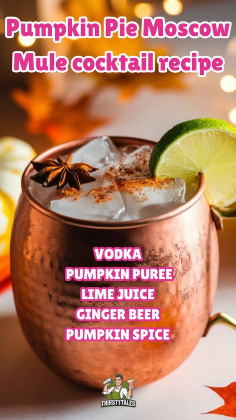 "Indulge in the cozy flavors of fall with this delightful Pumpkin Spice Moscow Mule Recipe! This unique twist on the classic Moscow Mule combines pumpkin puree and warm spices for a refreshing yet seasonal cocktail. Perfect for autumn gatherings, this Fall Moscow Mule Recipe is a must-try for pumpkin cocktail lovers. Elevate your celebrations with this easy-to-make Pumpkin Cocktail that captures the essence of the season. Cheers to festive sips with this delicious Moscow Mule Recipe!" Pumpkin Spice Mule, Pumpkin Moscow Mule, Pumpkin Mule Recipe, Pumpkin Mule, Fall Moscow Mule, Moscow Mule Cocktail, Moscow Mules, Moscow Mule Recipe, Apple Drinks