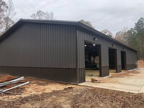 Metal Garage Buildings, Metal Shop Building, Pole Barn Garage, Metal Building Kits, Barn Shop, Pole Buildings, Steel Trusses, Steel Garage, Barn Garage