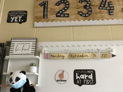 @Leapof4th pencil flip calendar Classroom Date Display Flip Diy, Whiteboard Flip Calendar, Classroom Flip Calendar Ideas, Pencil Flip Calendar, Classroom Date Display Flip, Flip Calendar Classroom Curtain Rod, Flip Date Calendar Classroom, Flip Calendar Classroom, Classroom Whiteboard Organization