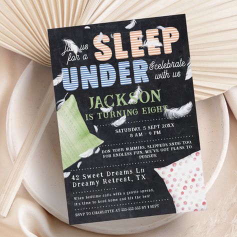 Sleep Under Party Ideas, Sleep Under Party, Colorful Chalkboard, Kids Chalkboard, Teenage Parties, Party Sleepover, 92nd Birthday, Chalkboard Birthday, Sleepover Birthday