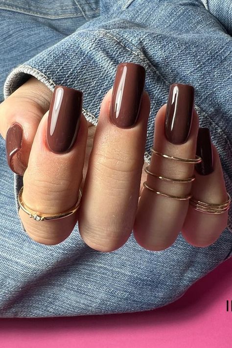 Square Brown Nails, Brown Beige Nails, Dark Brown Nails Designs, Nail Colors Brown, Nails For Fall 2022, Brown Square Nails, Taupe Wedding, Checkered Nails, Brown Acrylic Nails