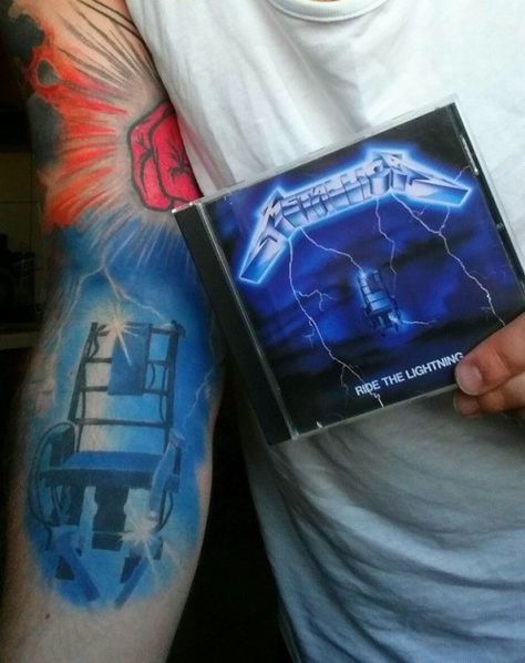 Ride The Lightning Tattoo, Lightning Tattoo, Ride The Lightning, The Lightning, Super Cool, Rock Revival Jean, Metallica, Tattoo Ideas, Tattoos