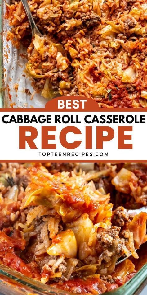 Easy Cabbage Roll Casserole, Lazy Cabbage Rolls, Easy Cabbage Rolls, Unstuffed Cabbage Rolls, Cabbage Casserole Recipes, Cabbage Roll Casserole, Unstuffed Cabbage, Cabbage Roll, Cabbage Casserole