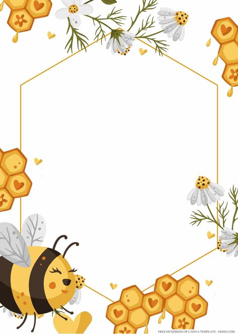 Bee Beez Birthday Invitation Templates Bee Invitations Birthday, Bee Party Invitations, Bee Invitations Template, Honey Bee Background, Bee Party Ideas, Bee Birthday Decorations, Bee Template, Invitation Wallpaper, Bumble Bee Decorations