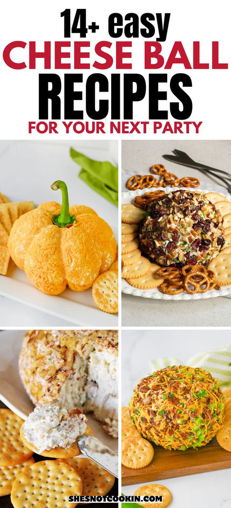 Photo collage of cheese ball appetizers with text overlay. Cheeseball Turkey Appetizer, Party Food With Cream Cheese, Autumn Cheese Ball, Rosemary Cheese Ball, Thanksgiving Appetizers Cheeseball, Fall Cheese Balls, Meatless Cheese Ball, Fall Cheese Ball Ideas, Fall Cheeseball Recipes