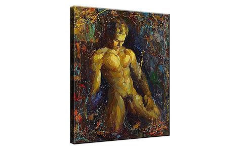 Damenight 100% Hand Painted Oil Painting on Canvas Oil Painting People Nude Male Naked Man Hand Painted Canvas with Stretched Framed Hand Painted Oil Painting with Stretched Frame Wall Art,30x40inch * Check this awesome product by going to the link at the image. (This is an affiliate link) #HomeDecor Soldier Poster, Masculine Art, Man Hand, Rock Painting Tutorial, Art Of Man, Painting People, Queer Art, Embroidery Cross Stitch, Anime Guys Shirtless