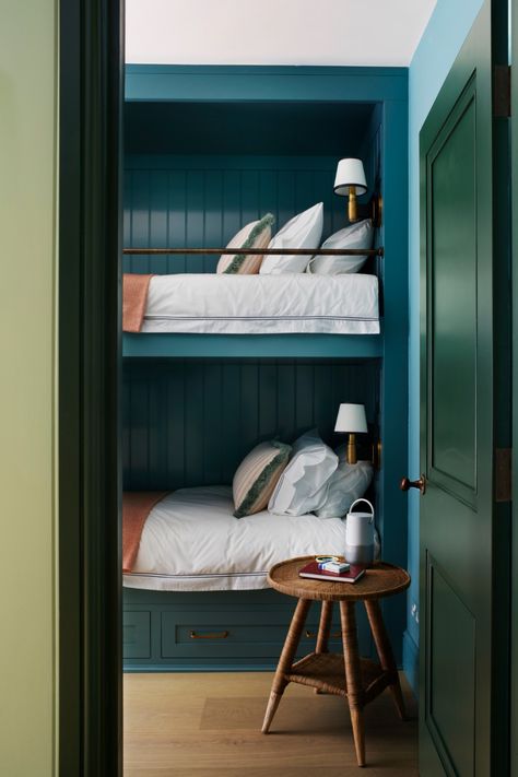 Have you ever seen such beautiful bunk beds? 
-
Bespoke design by Luxmoore & Co in Edward Bulmer's 'Vert de Mer' blue, perfect for this Seaside Cottage in Devon.
-
#bespokeinteriors #bluebedroom #handmade #englishdesign #cosybedroomideas #navybluebedroom Victorian Street, Kitchen Projects Design, Navy Blue Bedrooms, Bunk Bed Designs, Seaside Cottage, English Design, Bespoke Interiors, Handmade Kitchens, Bespoke Kitchens