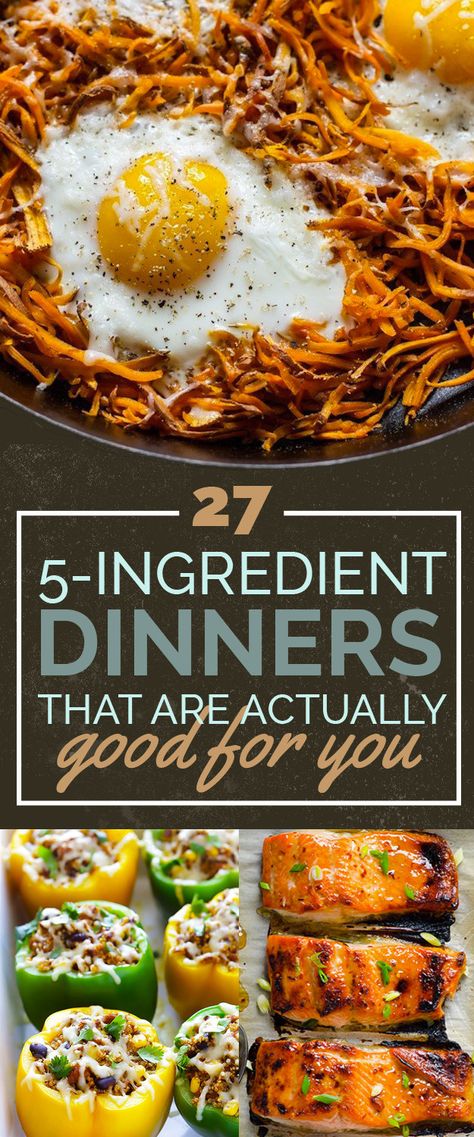 27 5-Ingredient Dinners That Are Actually Healthy 5 Ingredient Dinners, Think Food, Idee Pasto Sano, 5 Ingredient, Types Of Food, Yummy Recipes, Healthy Cooking, Quick Meals, Skillet