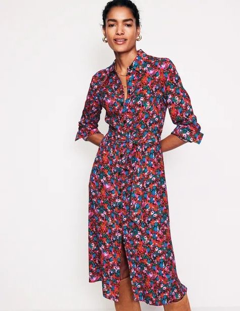 Kate Midi Shirt Dress Long Sleeve Jersey Dress, Boden Dress, Boden Uk, Blouson Dress, Satin Maxi Dress, Denim Coat Jacket, Midi Shirt Dress, Girl Sweatshirts, Printed Midi Dress