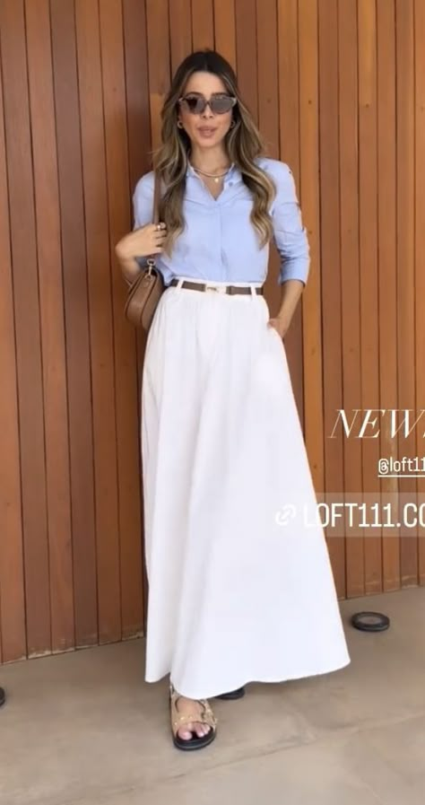 Short Teen Dresses, White Summer Outfits, Classy Skirts, Modesty Fashion, Everyday Fashion Outfits, Stylish Clothes For Women, White Skirt, Looks Chic, Boho Casual