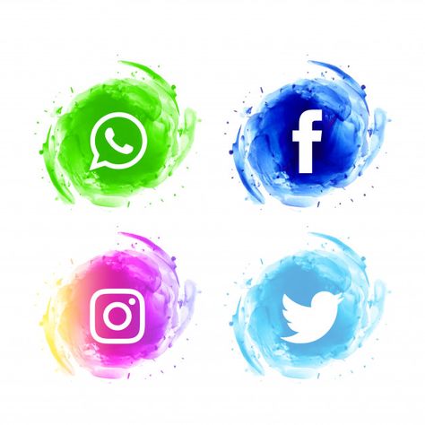 Abstract social media watercolor icons set Free Vector | Free Vector #Freepik #vector #freelogo #freewatercolor #freeabstract #freeicon Logo Fotografia, Social Network Icons, Social Media Icons Vector, Whatsapp Logo, Social Media Icons Free, Logo Instagram, Social Media Drawings, Network Icon, Free Icon Set