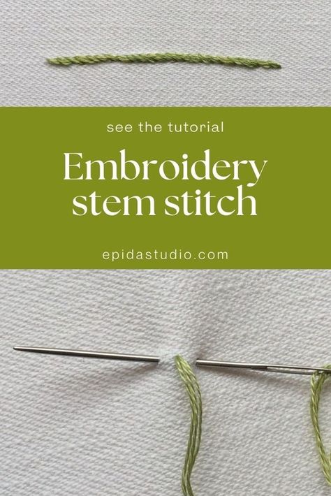 Learn how to do stem stitch in this hand embroidery tutorial. This stitching technique is a perfect choice for your all your embroidery projects. Stem Embroidery Stitch, Stem Stitch Embroidery, Embroidery Stem Stitch, Stitching For Beginners, Embroidery Finishing, Learning Embroidery, Freestyle Embroidery, Hand Stitching Techniques, Stem Stitch